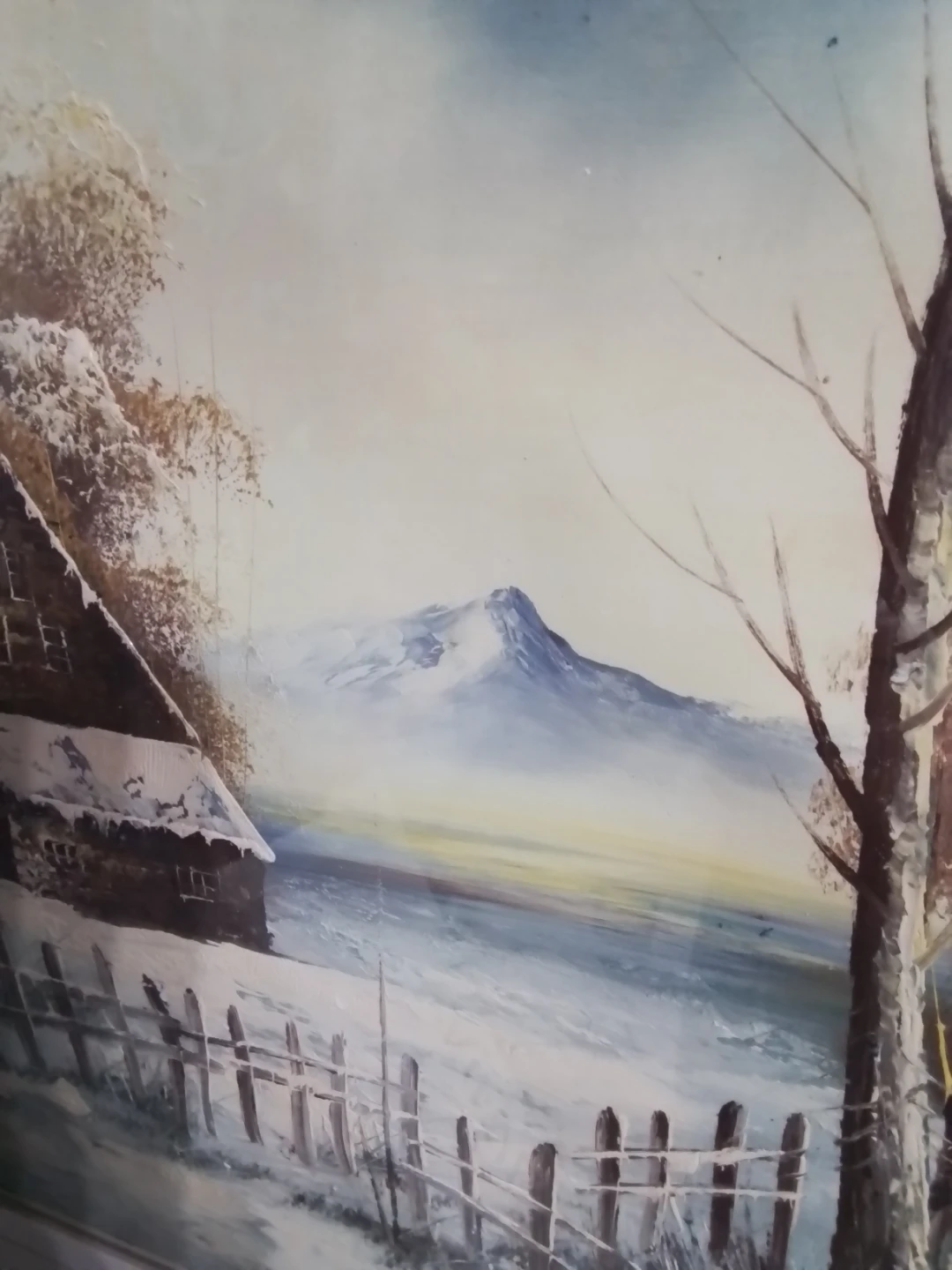 Large Vintage "Vandeff" Framed Winter Landscape Oil - photo 4