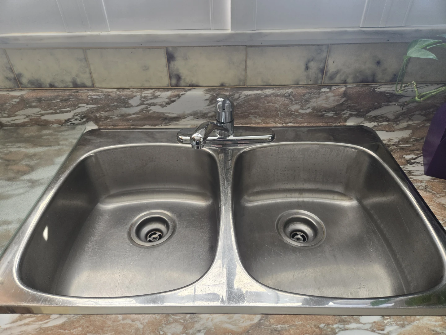 Double basin stainless steel kitchen sink