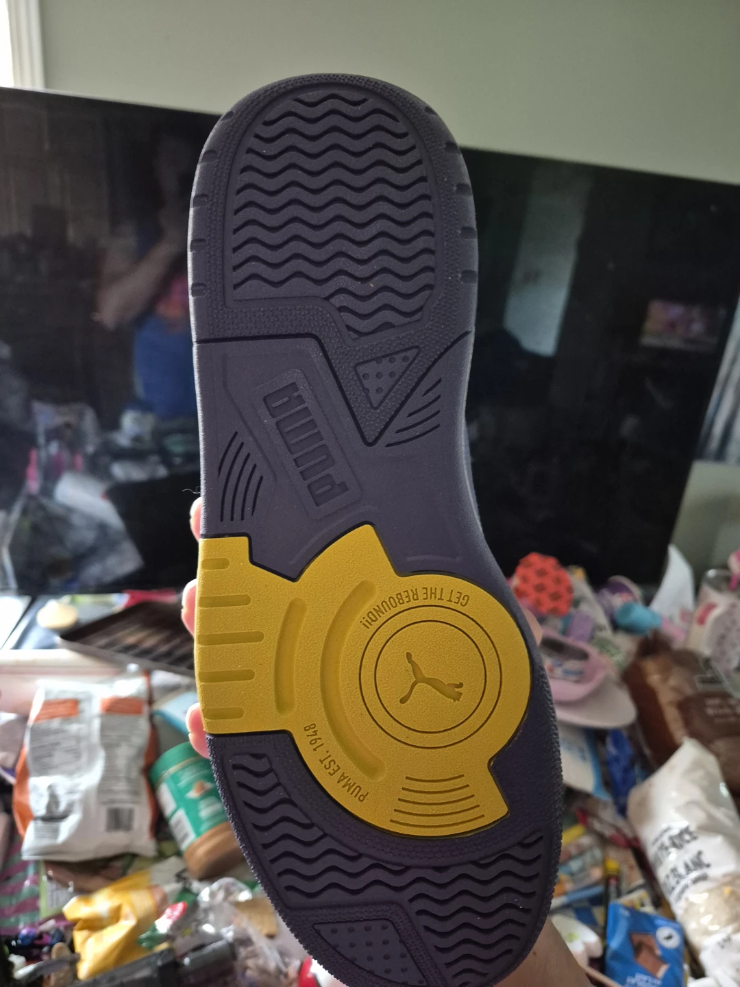 Puma Rebound Retro White Deep Plum Yellow Men's Shoes - photo 3