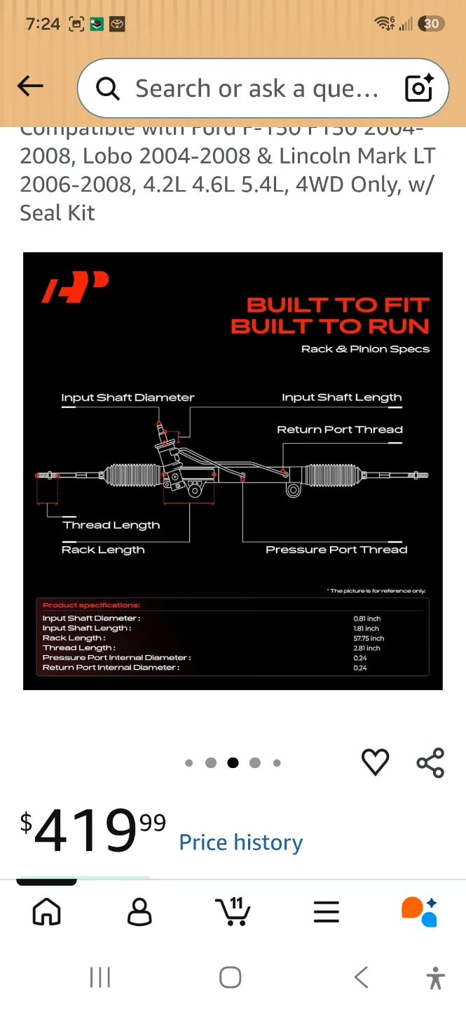 A-Premium Hydraulic Power Steering Rack and Pinion Assembly - photo 3