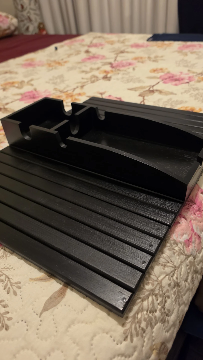 Black wooden armrest organizer tray - photo 3