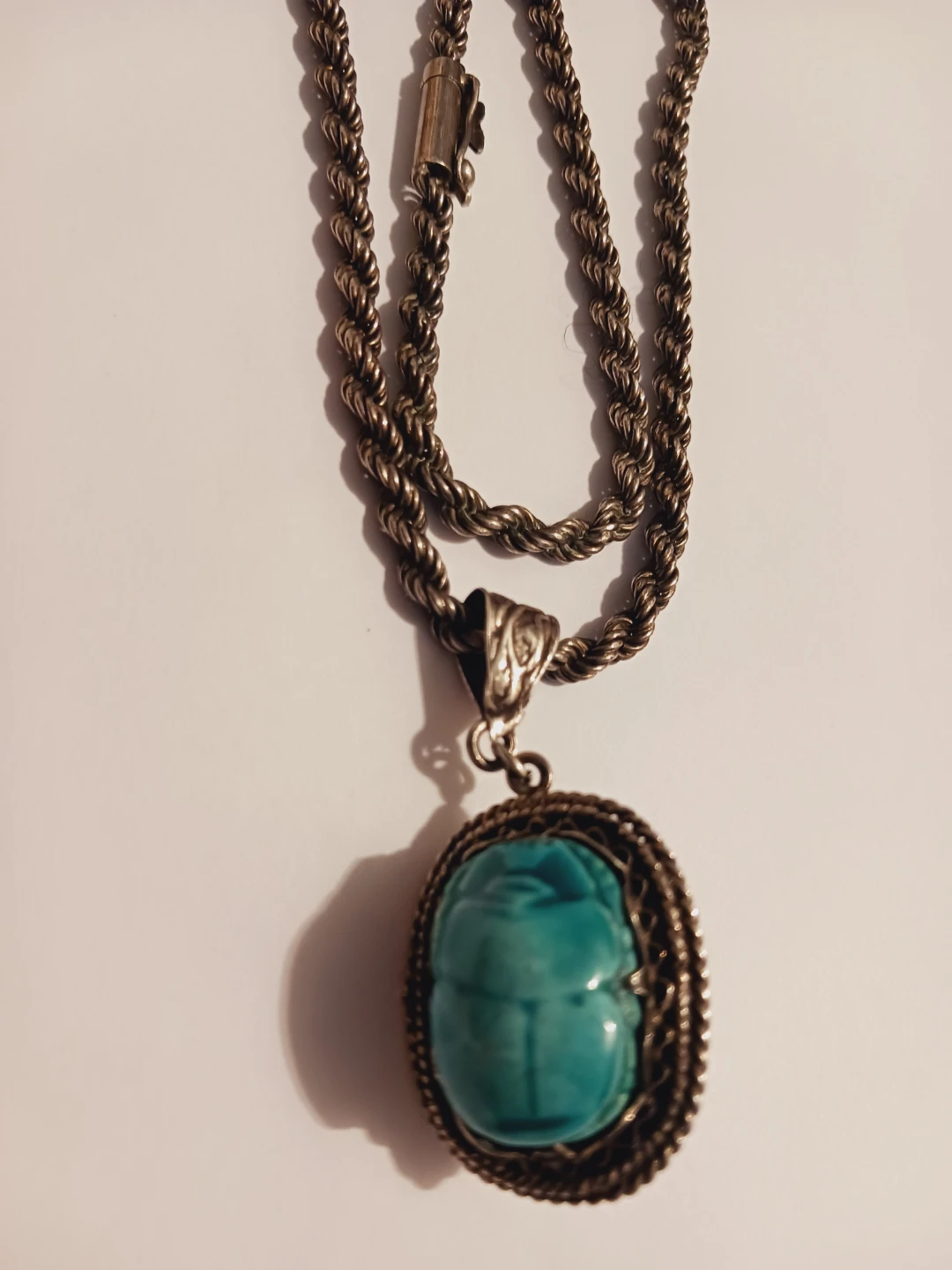 Sterling Silver 925 Egyptian Scarab Beetle Pendant Necklace - photo 3