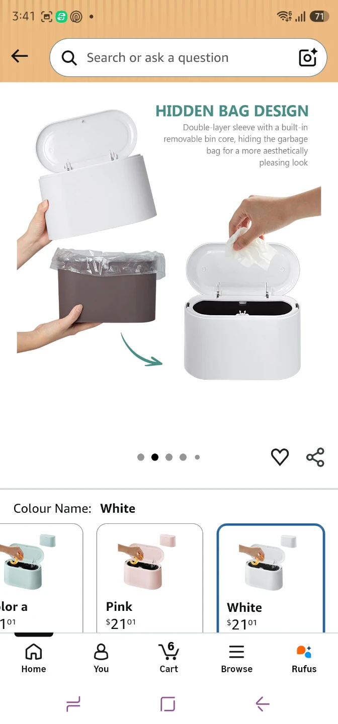 White Mini Desk Trash Can with Lid