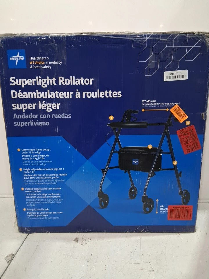 Medline Superlight Aluminum Rollator - 6" Wheels -