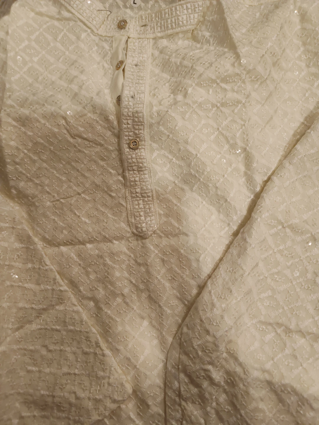 Brand new unboxing Cream Embroidered Kurta Top L - photo 2