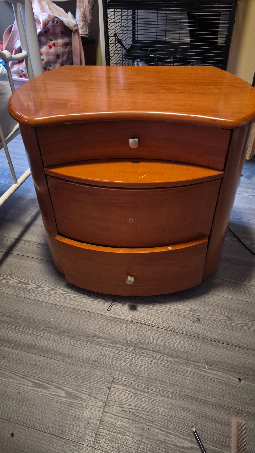 Wooden Nightstand with 3 Drawers - photo 2
