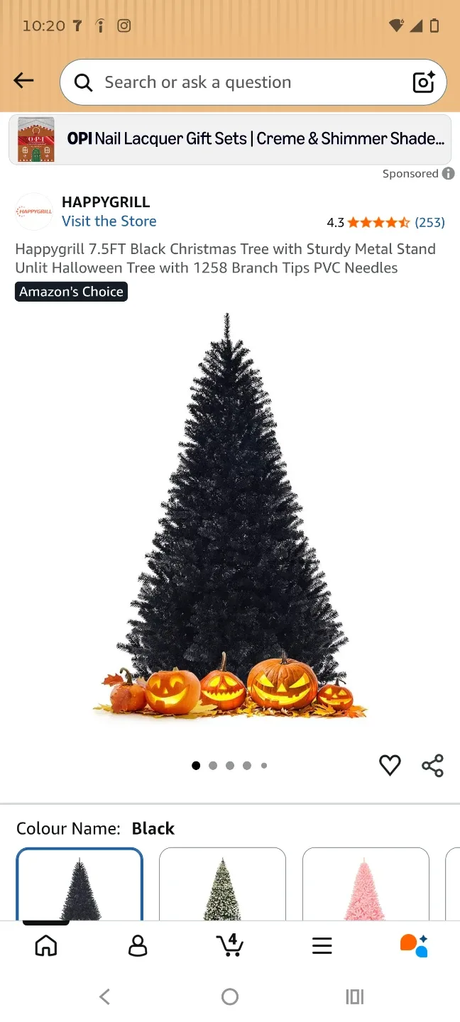 Happygrill 7.5FT Black Christmas Tree