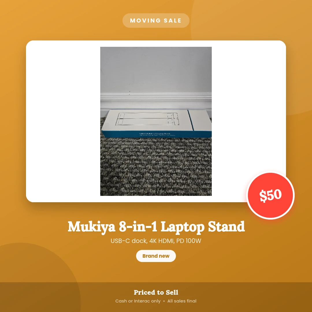 Mukiya 8-in-1 Laptop Stand with USB-C Dock