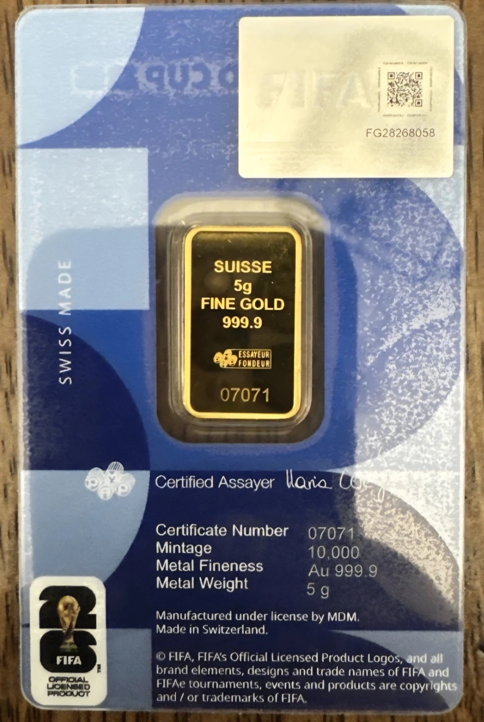 PAMP Suisse FIFA World Cup 26 5g Fine Gold Bar - photo 5