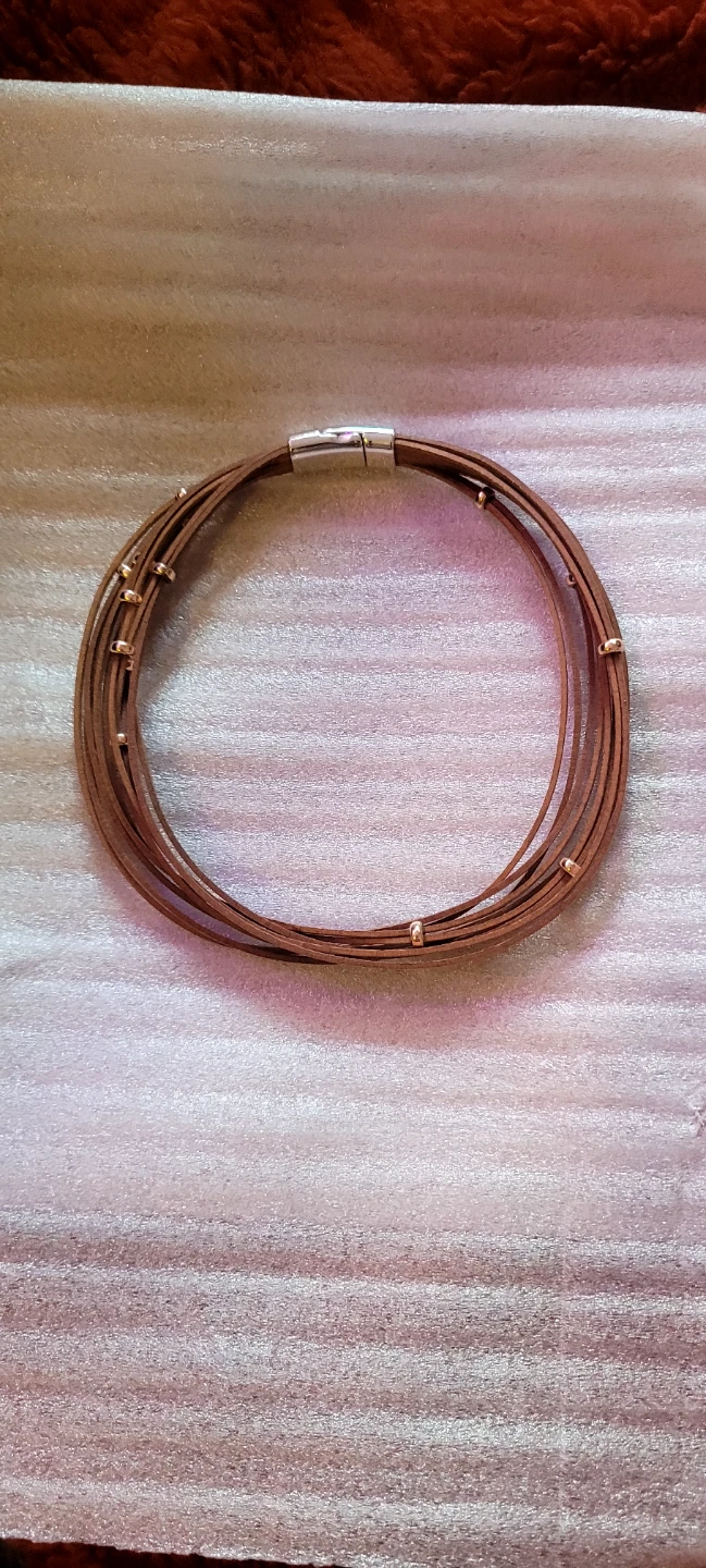 Layered Leather Bracelet with Magnetic Clasp