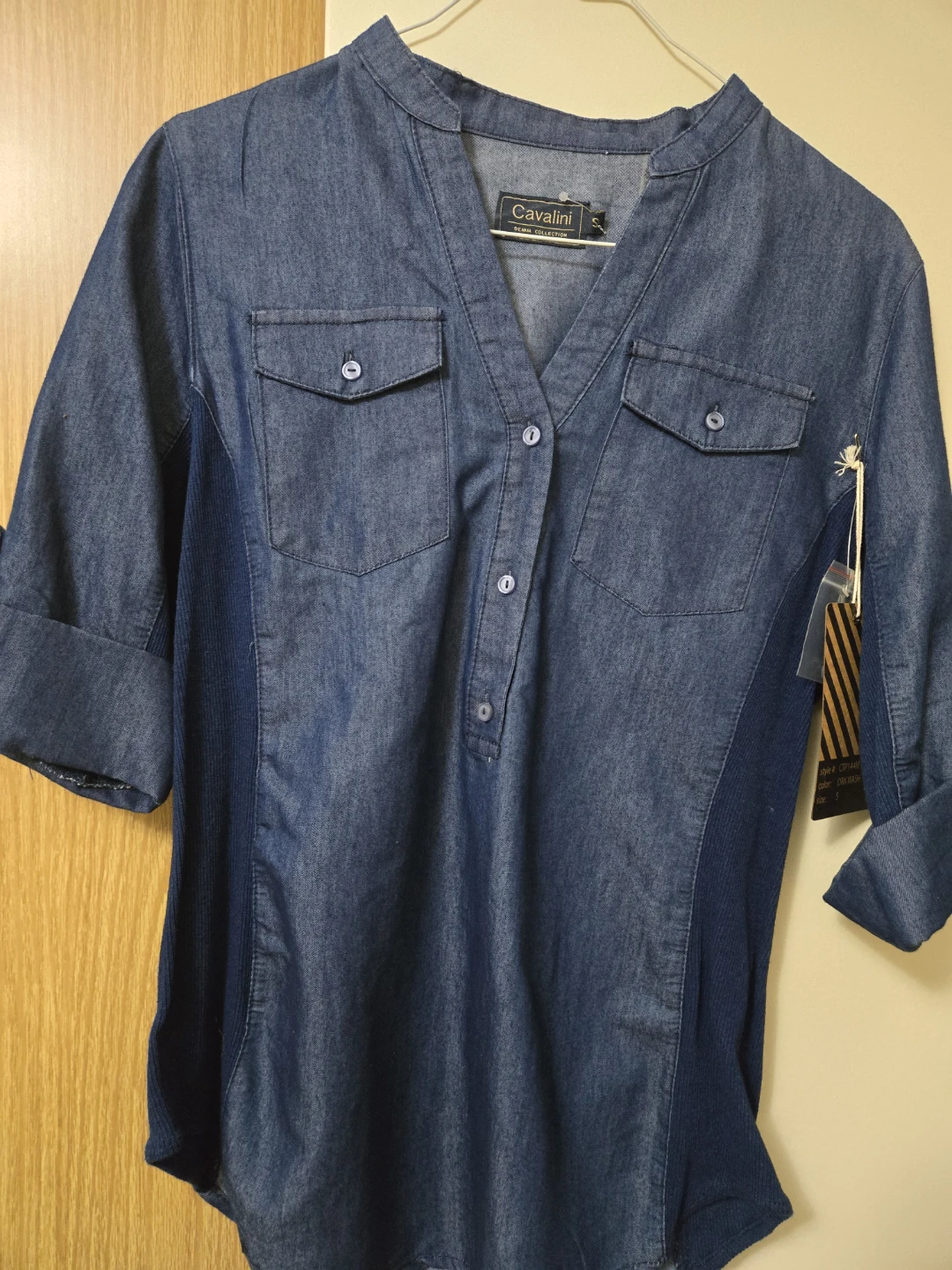 Cavalini Denim Collection Shirt Dark Wash Size S