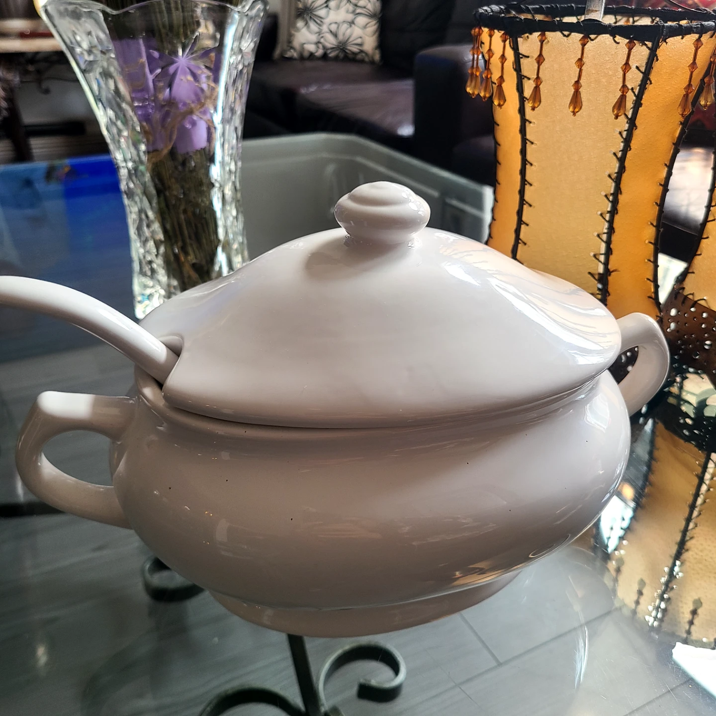 White Soup Tureen with Ladle - photo 3