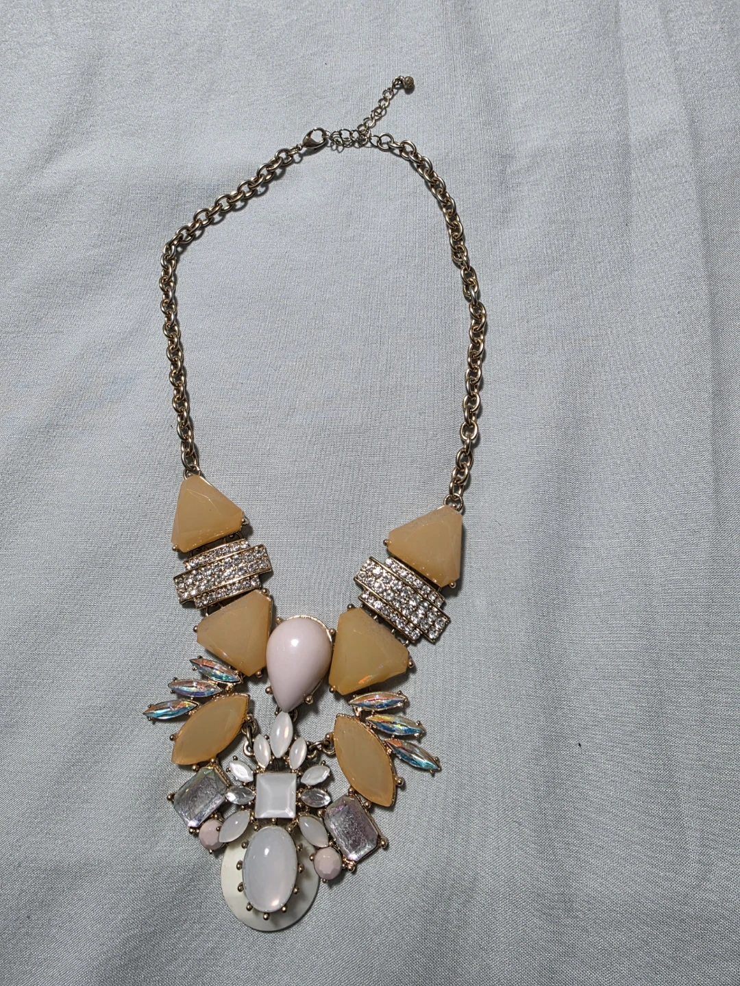 Statement Necklace with Amber and Crystal Accents