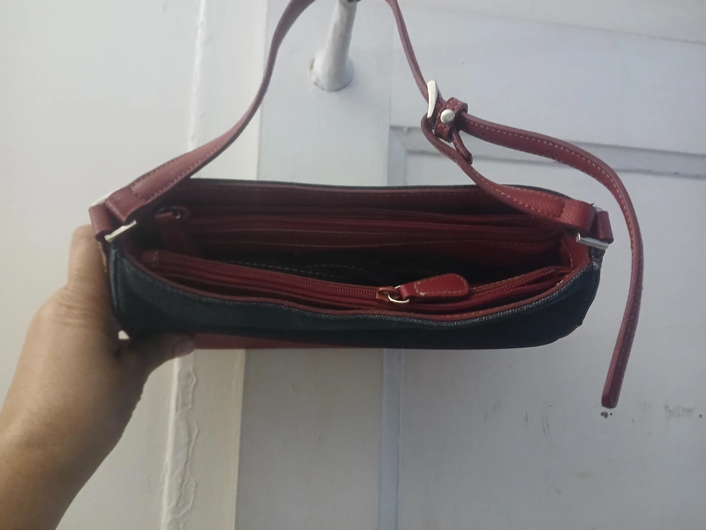 Denim and Red Shoulder Bag - photo 2