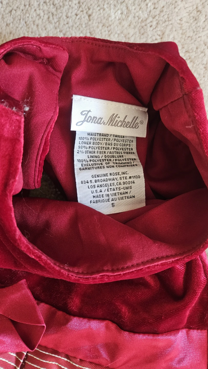Jona Michelle Girls Red Velvet Stripe Dress Size S - photo 2