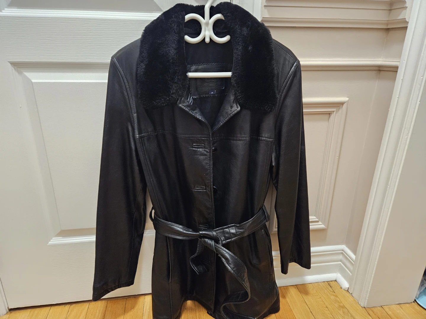 Genuine Olde  Hide House Black Leather Jacket with Fur Collar - photo 4