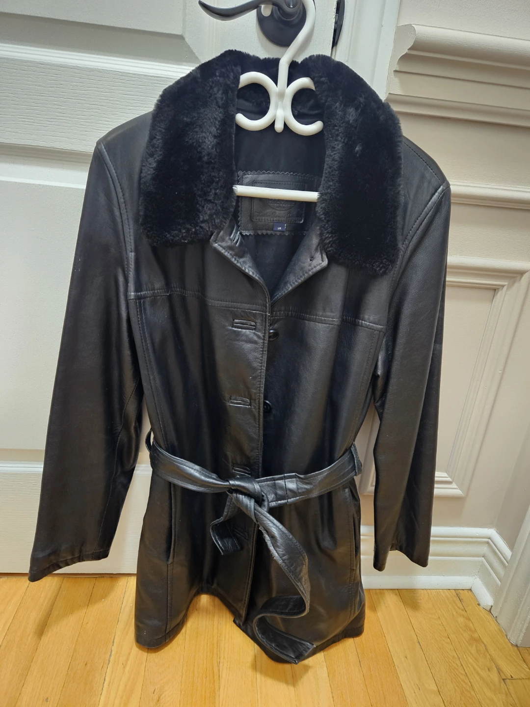 Genuine Olde  Hide House Black Leather Jacket with Fur Collar - photo 5