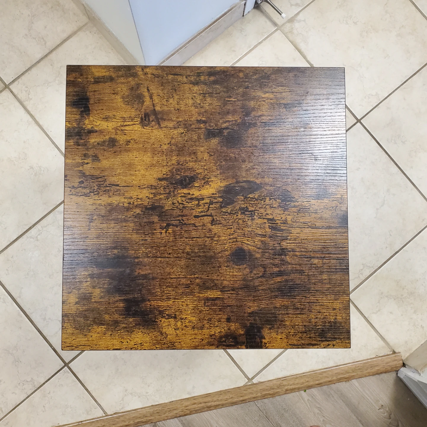 Rustic End Table with Mesh Shelf