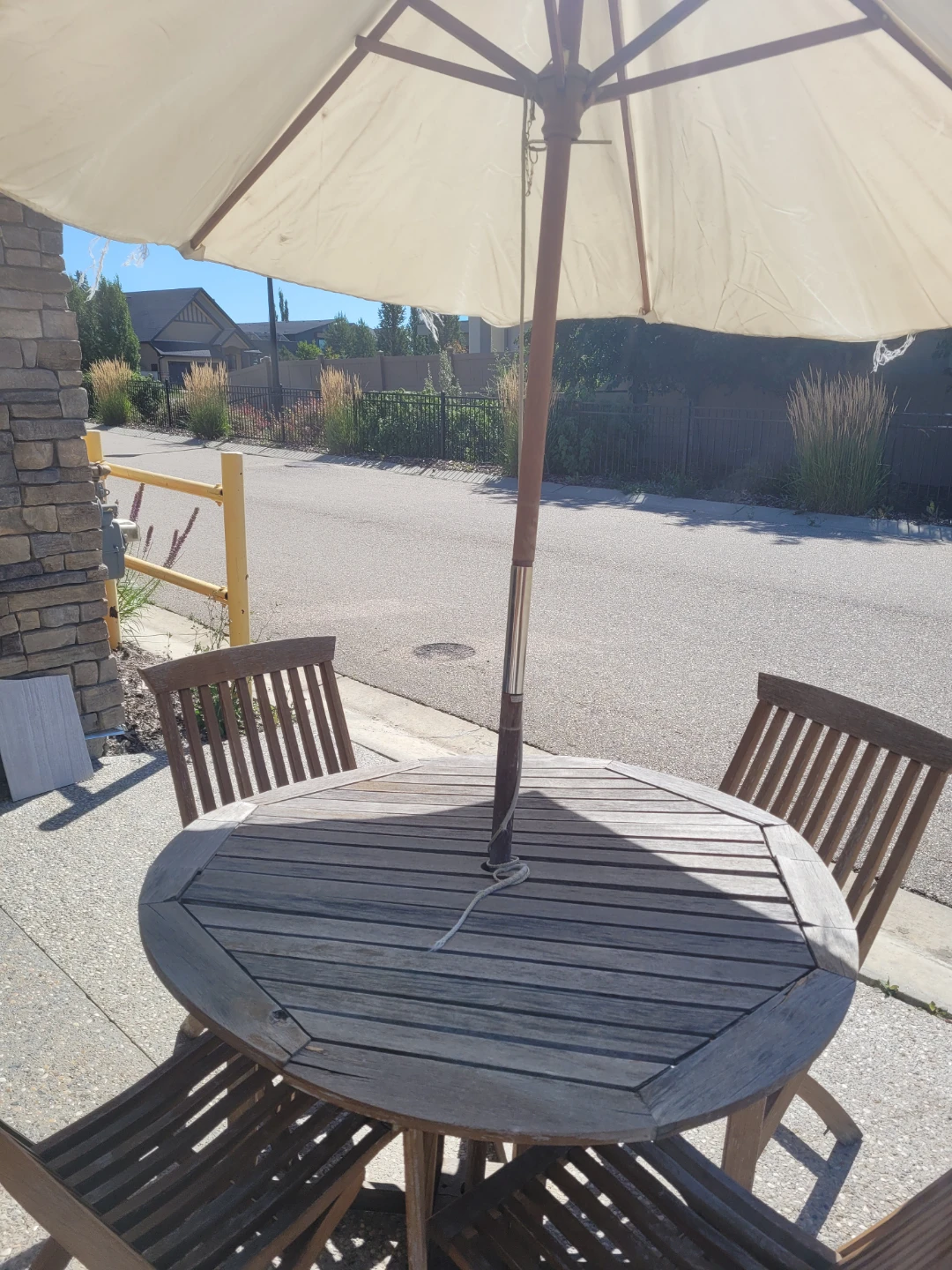 Wooden Patio Table and Chairs with Umbrella - photo 2