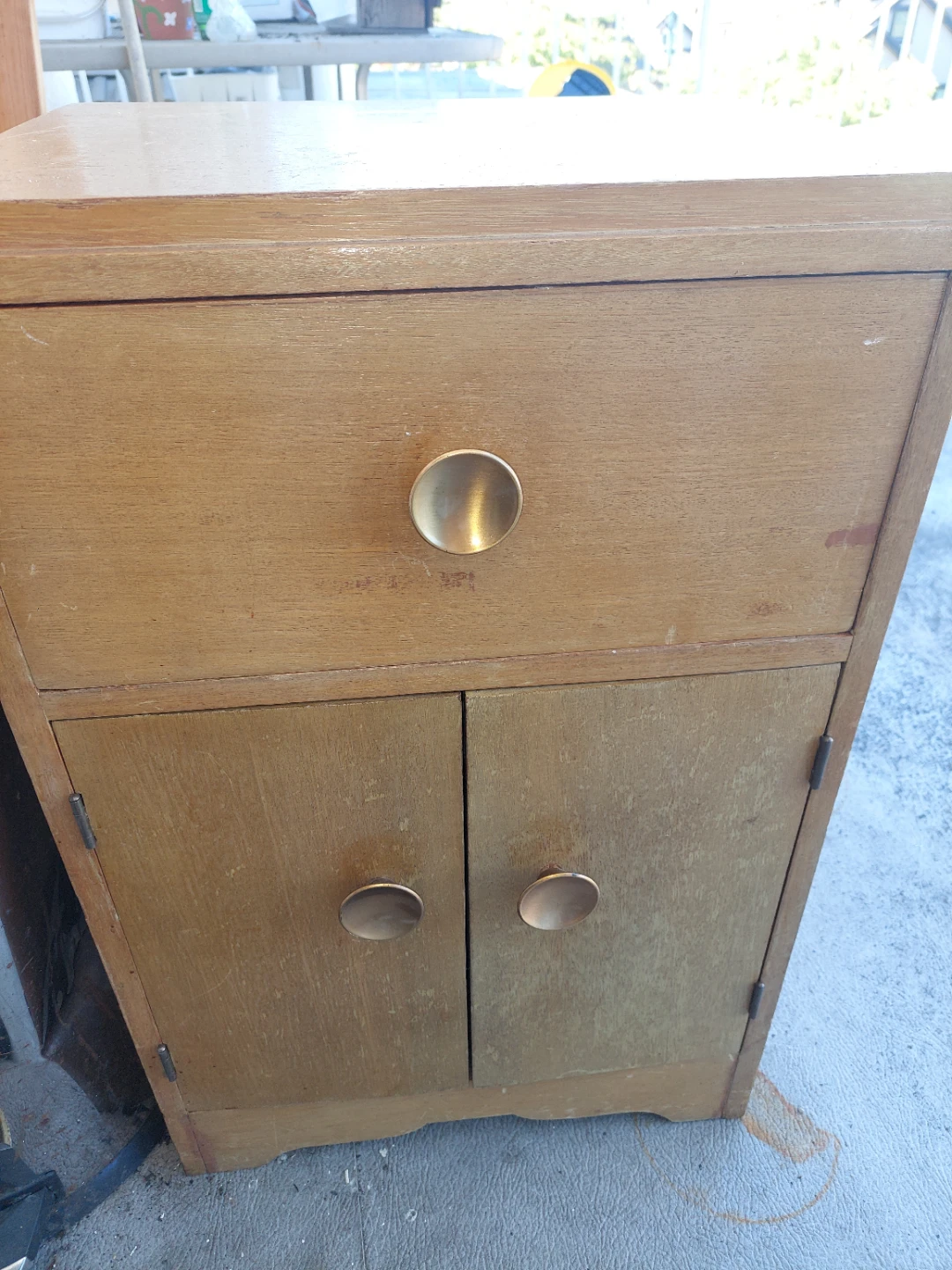 Vintage Wooden Cabinet with Brass Knobs