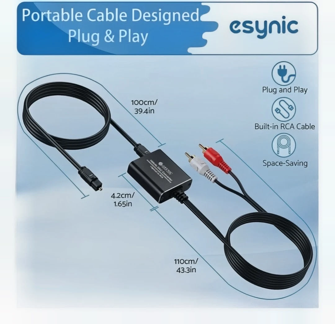 Esynic 192kHz Optical to RCA Audio Converter - photo 3
