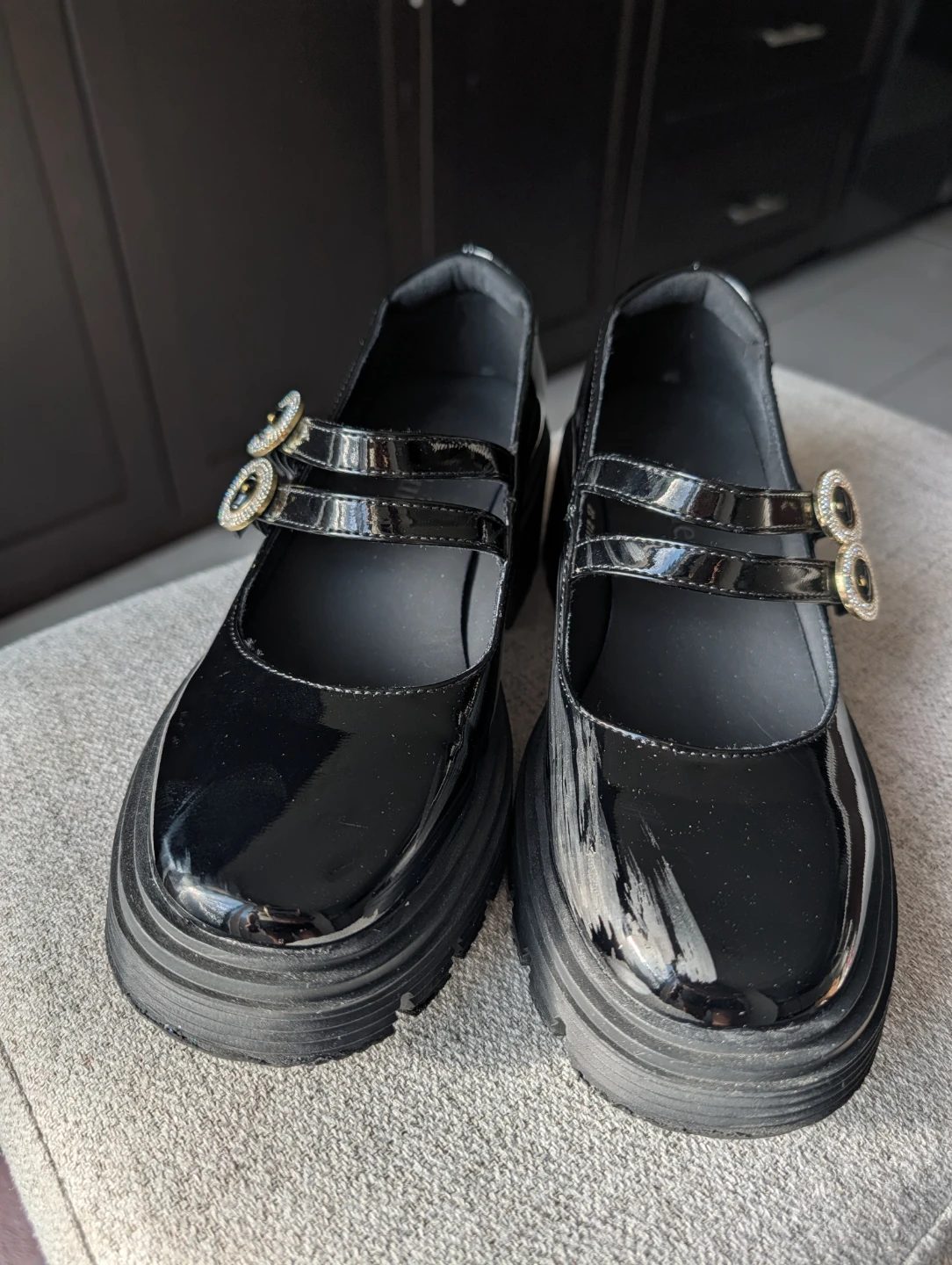 Black Patent Mary Jane Platform Shoes