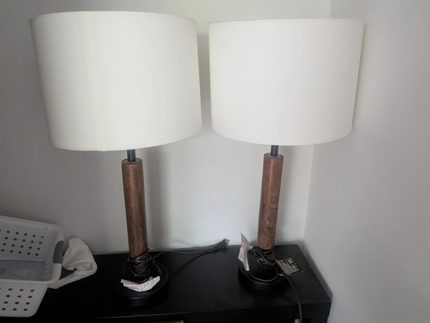 Pair of Table Lamps with White Shades - photo 2