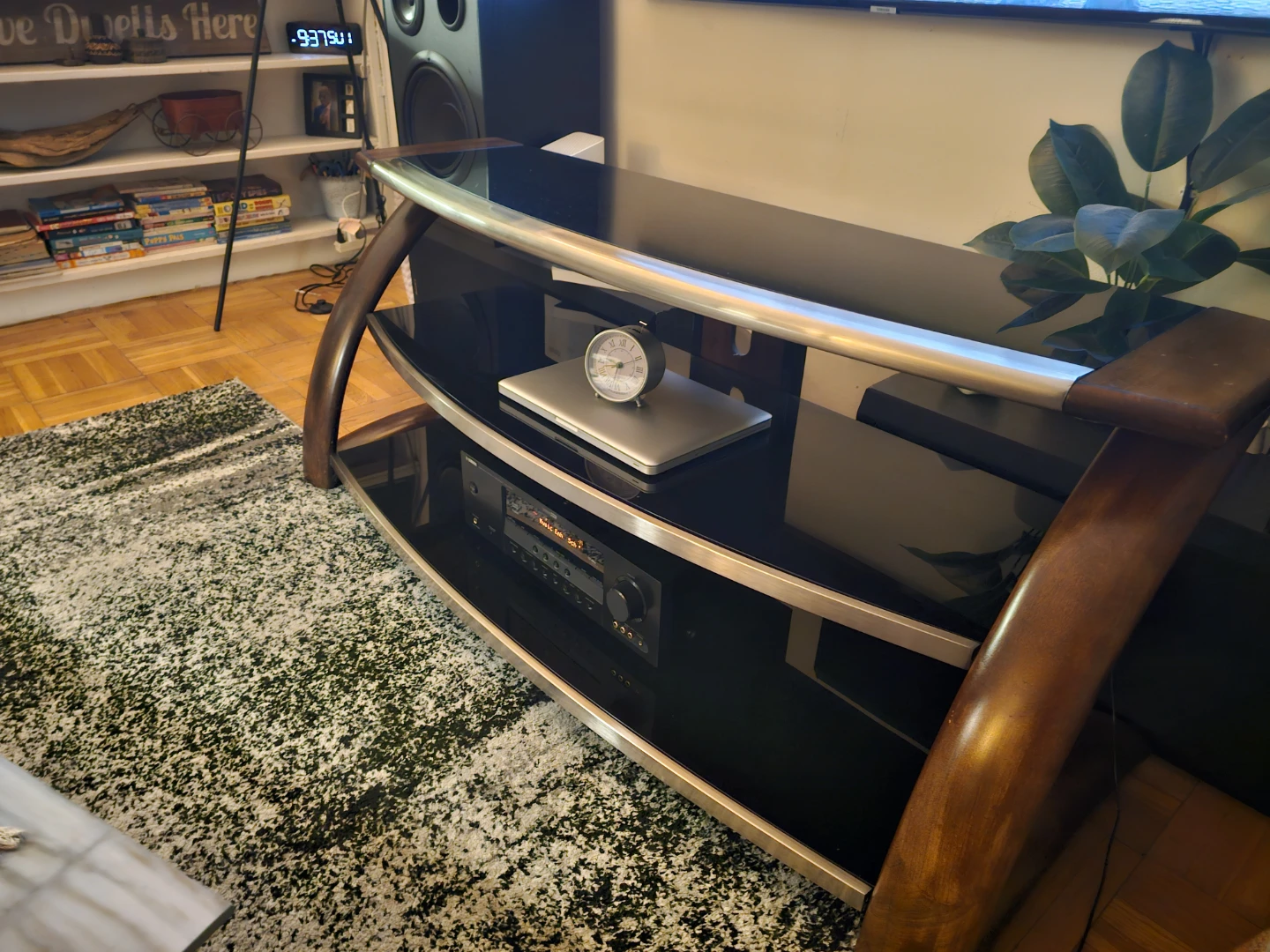 Media Console Stand - Wood & Glass