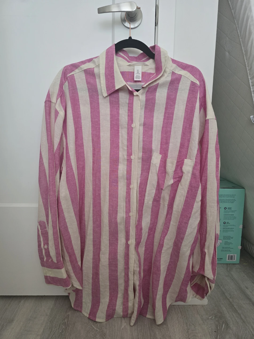 Never used H&M Striped Linen Blend Shirt Size L