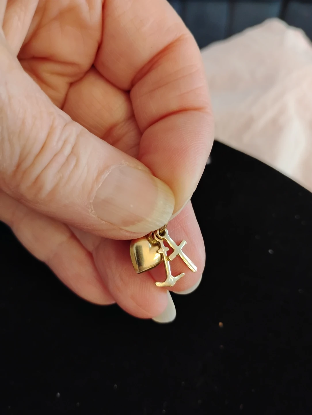 14k Gold Charm Faith Hope and Charity