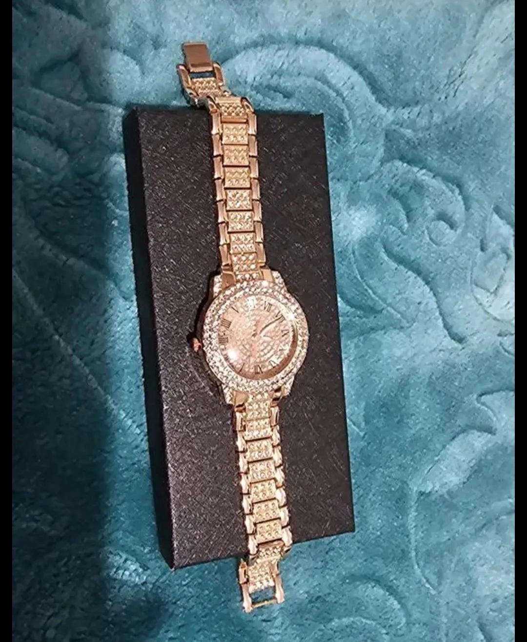 Rose Golden Crystal Roman Numeral Watch - photo 2