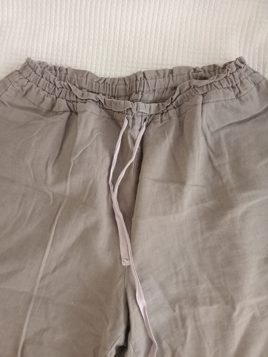 Brown linen culottes with ruffled hem - photo 2