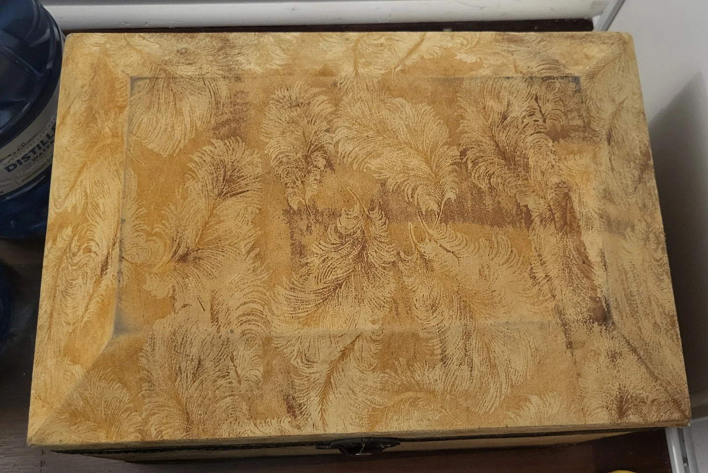 Vintage Style Velvet Feather Pattern Storage Trunk - photo 3
