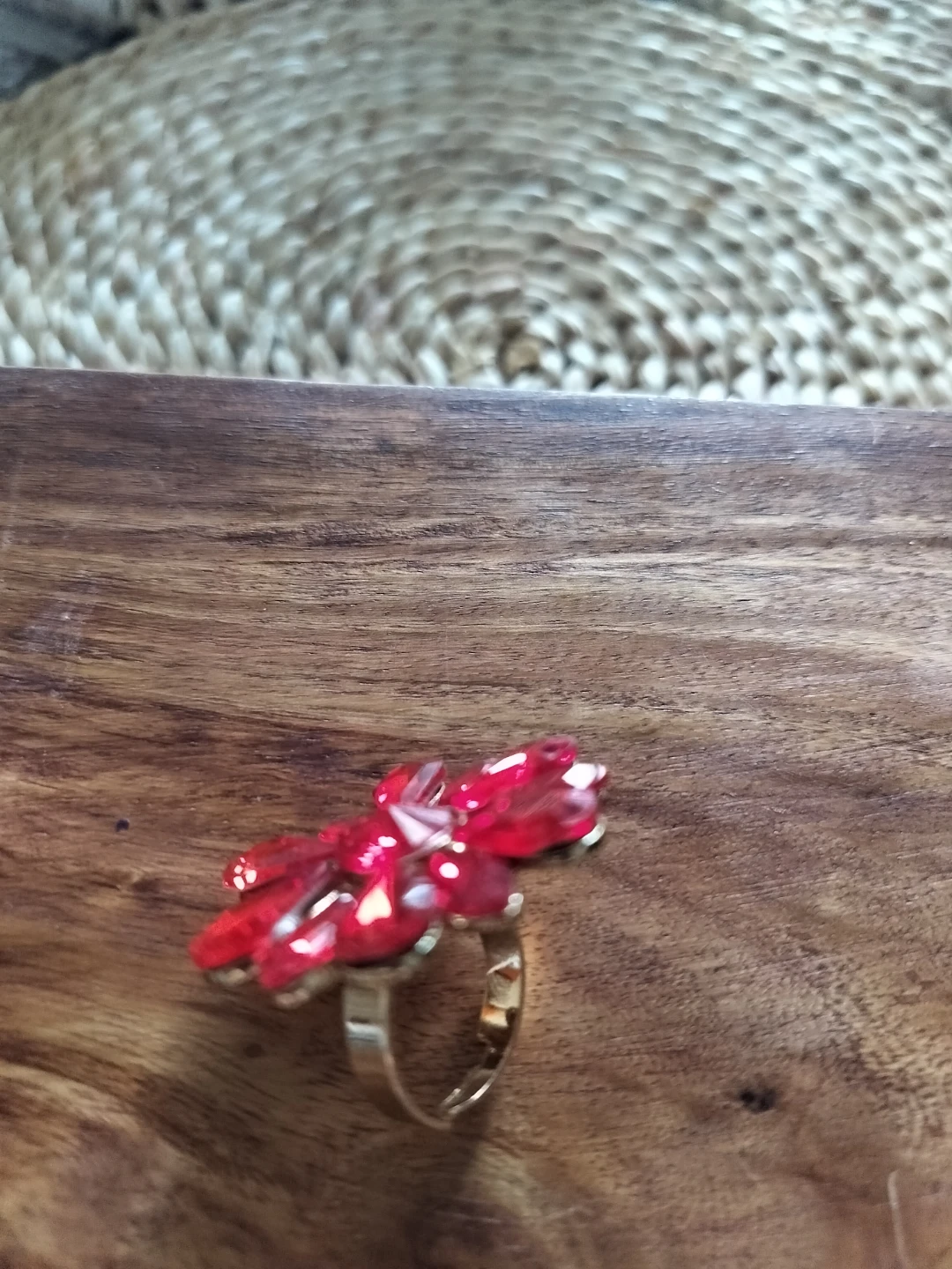 Red Gem Flower Ring