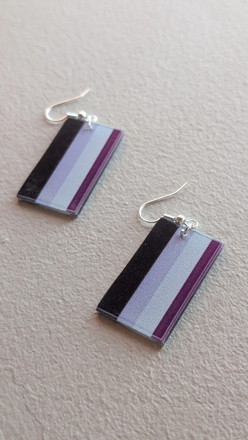 Asexual Pride Flag Rectangle Earrings