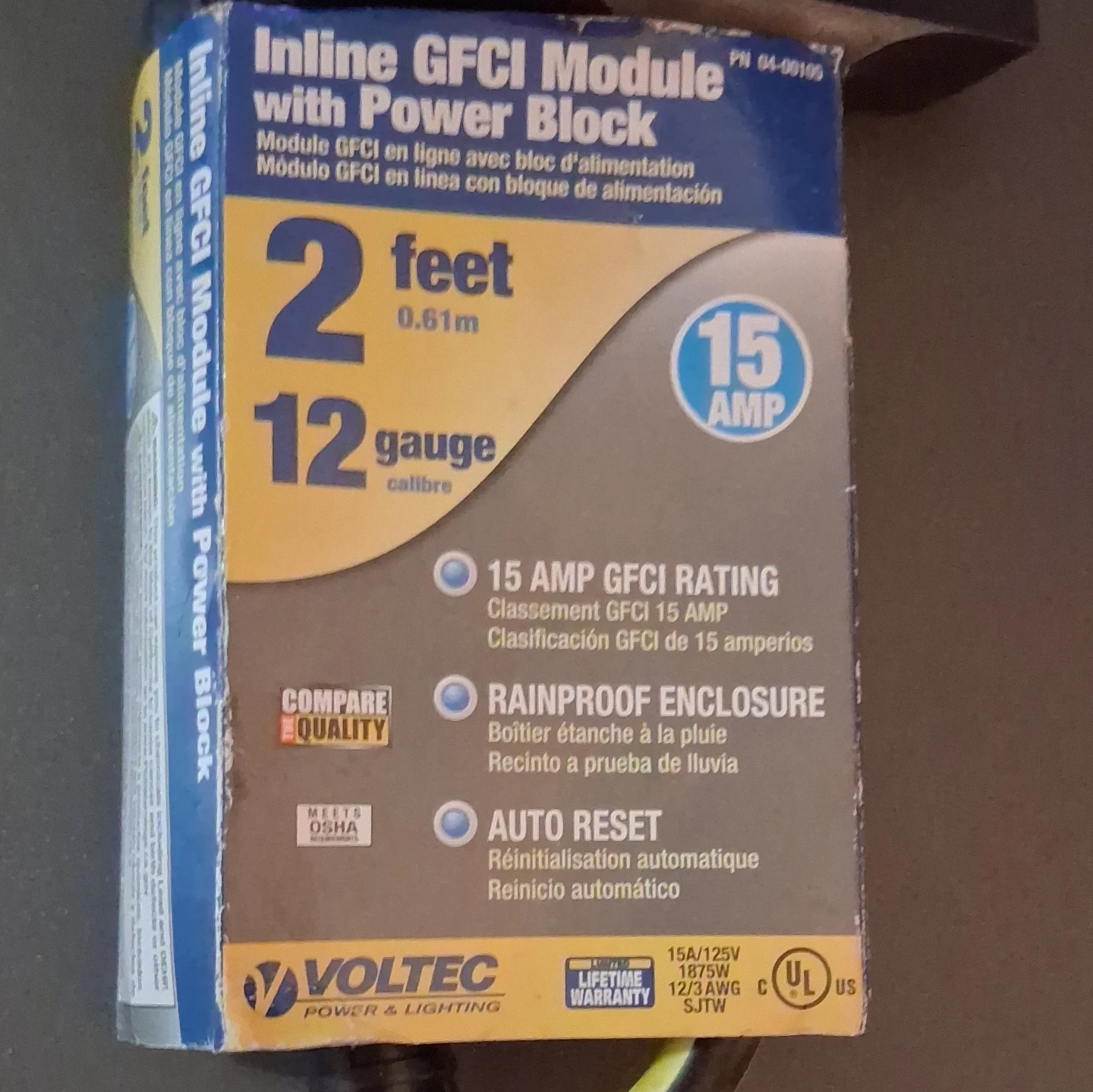 Voltec Inline GFCI Module with Power Block - 2 ft, 12 Gauge