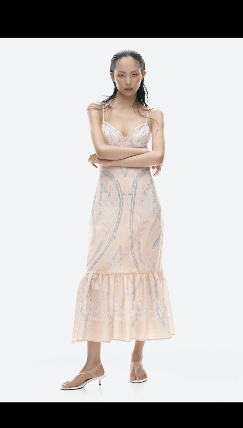 Pale Pink Paisley Print Maxi Dress
