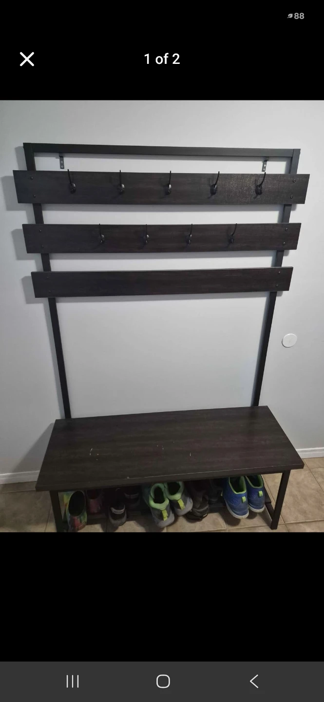 Entryway Coat Rack with Bench and Shoe Storage