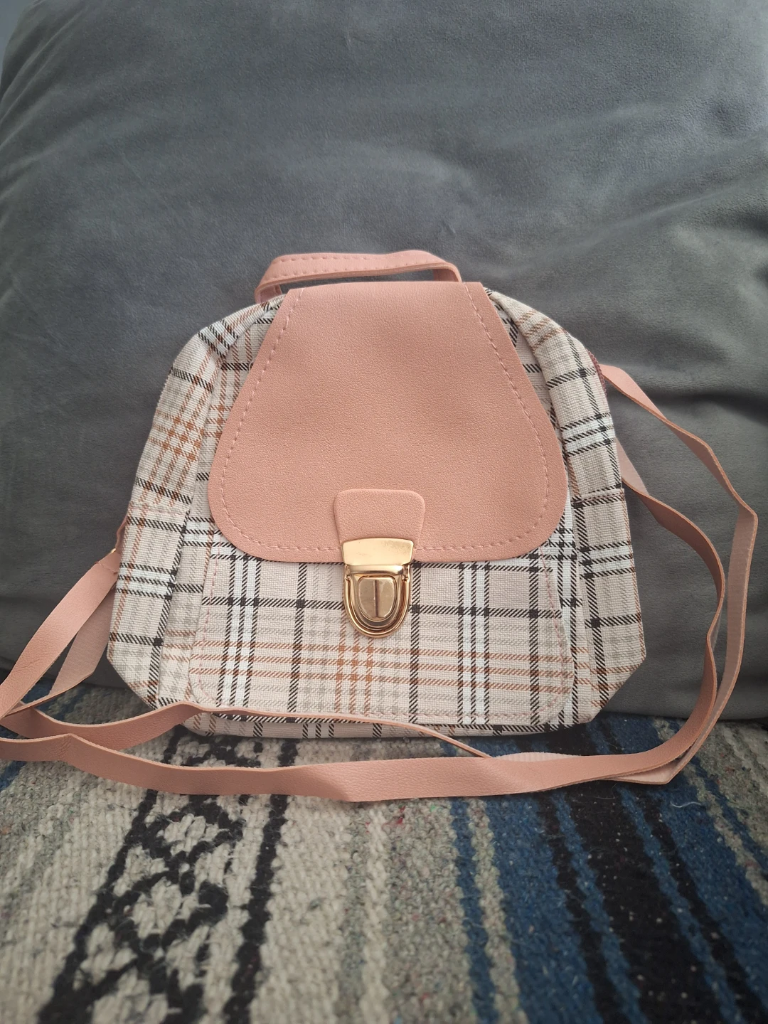Plaid Mini Backpack - Pink - photo 3