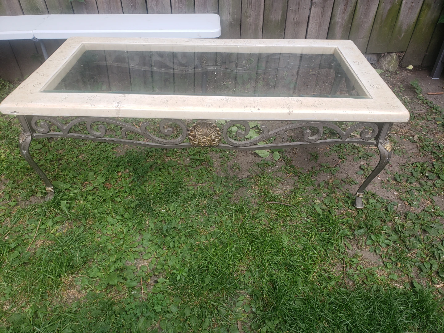 Antique Cast Iron with  Glass Top Coffee Table - photo 2
