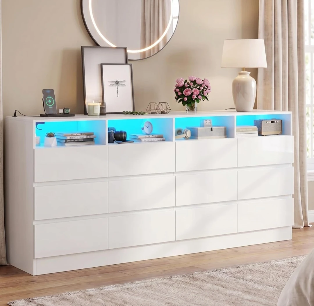 White Gloss Dresser with LED Lights