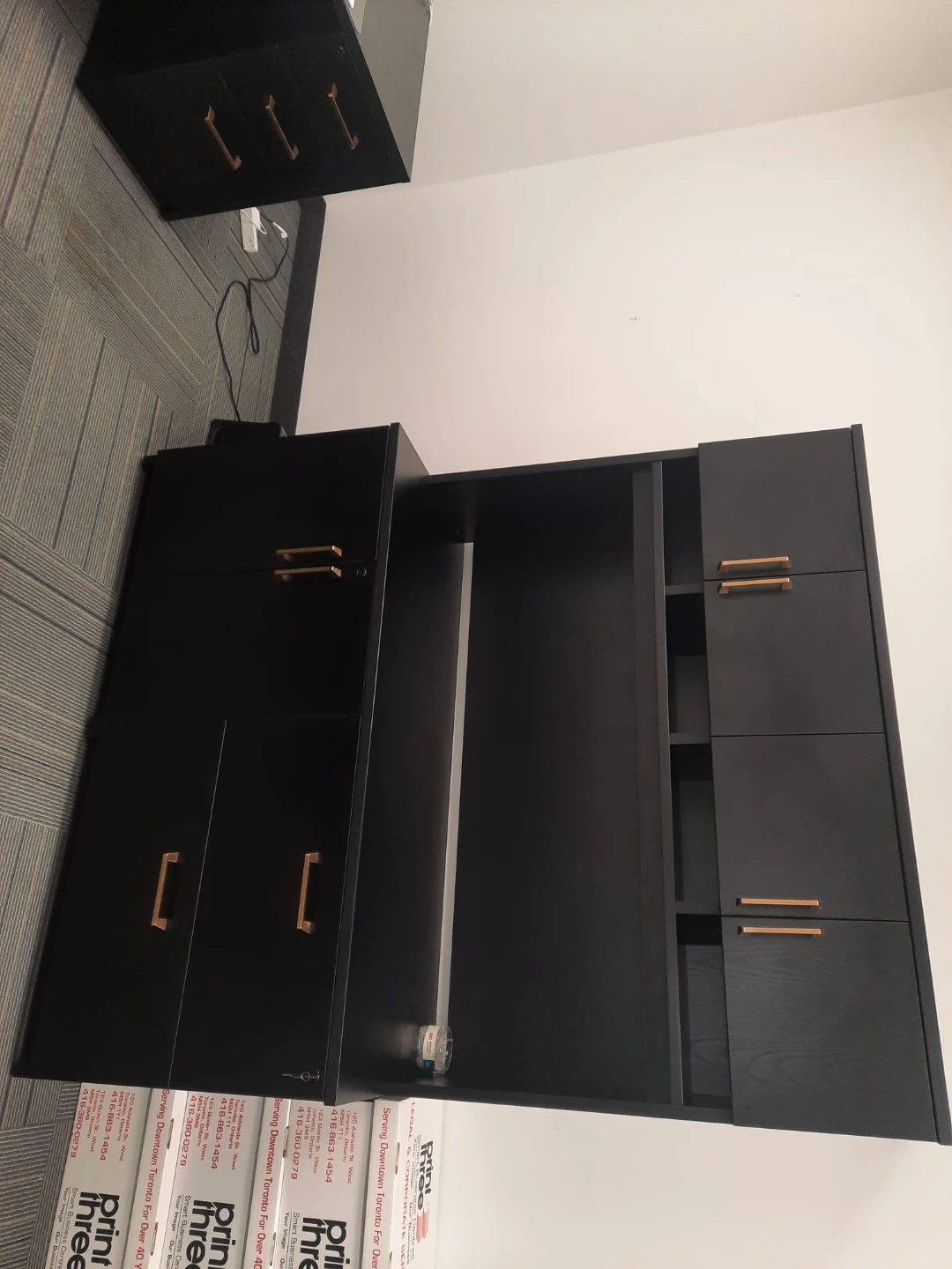 Black L-Shaped Desk with Hutch - photo 3