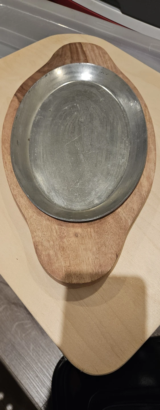 Sizzling Sizzler Plate with Wooden Base
