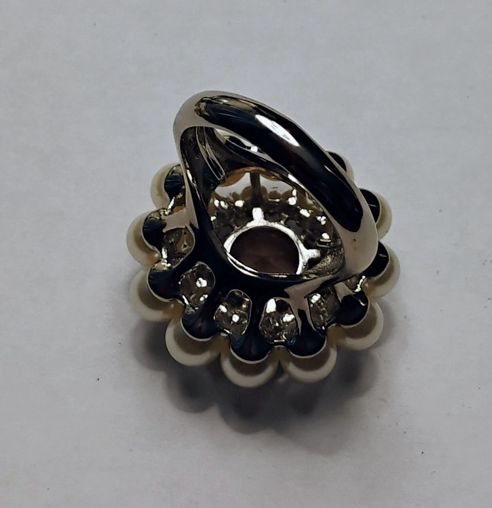 AVON VINTAGE RING (Silver Tone Faux Pearl & Rhinestones) - photo 2