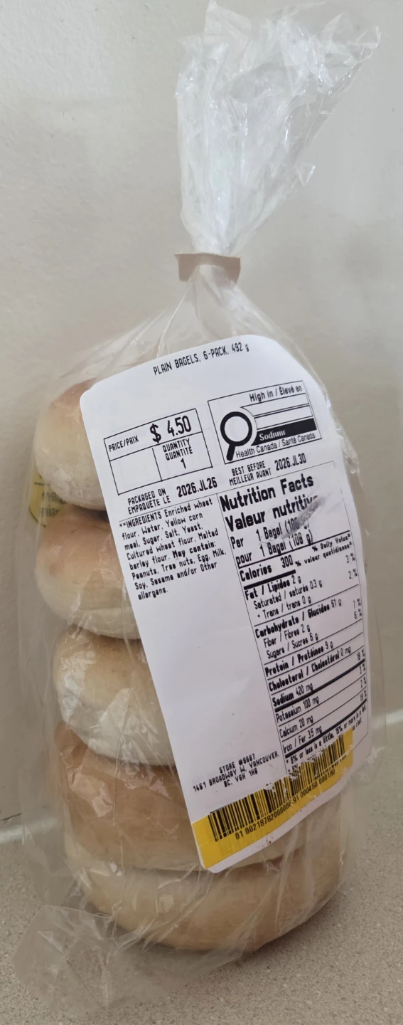 Plain Bagels 5-Pack (492g)