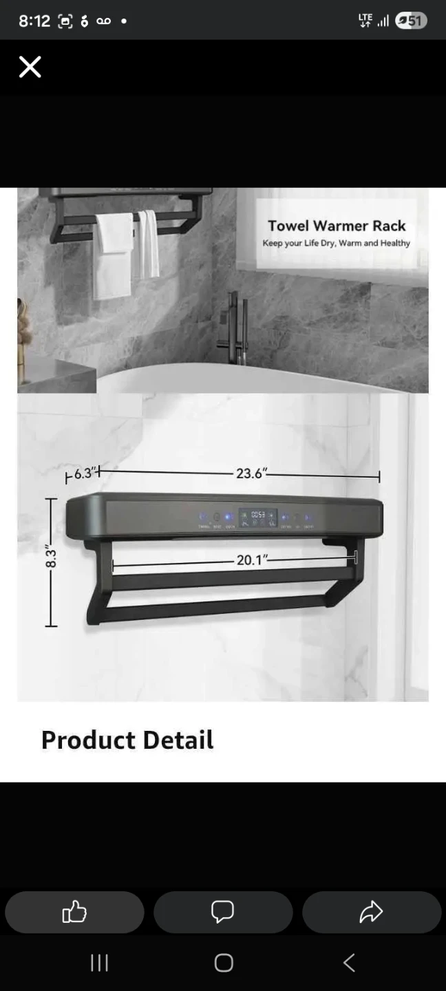 SOLIDEE Electric Heated Towel Warmer Rack - photo 4
