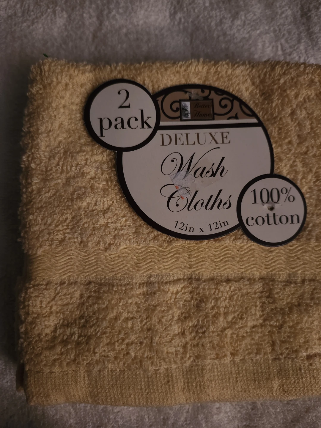 NEW W/TAG, SET OF 2 WASHCLOTHS, YELLOW