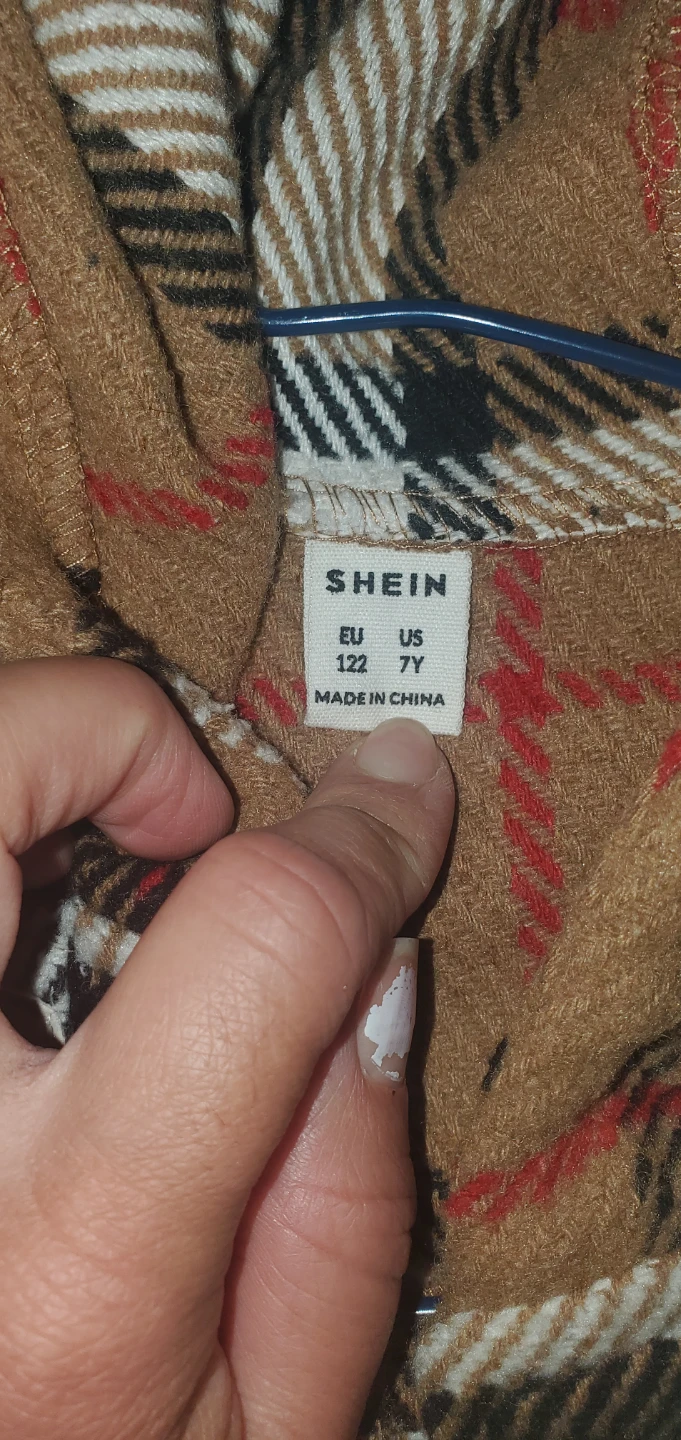 SHEIN Plaid Duffle Coat with Hood - Size 7Y - photo 2