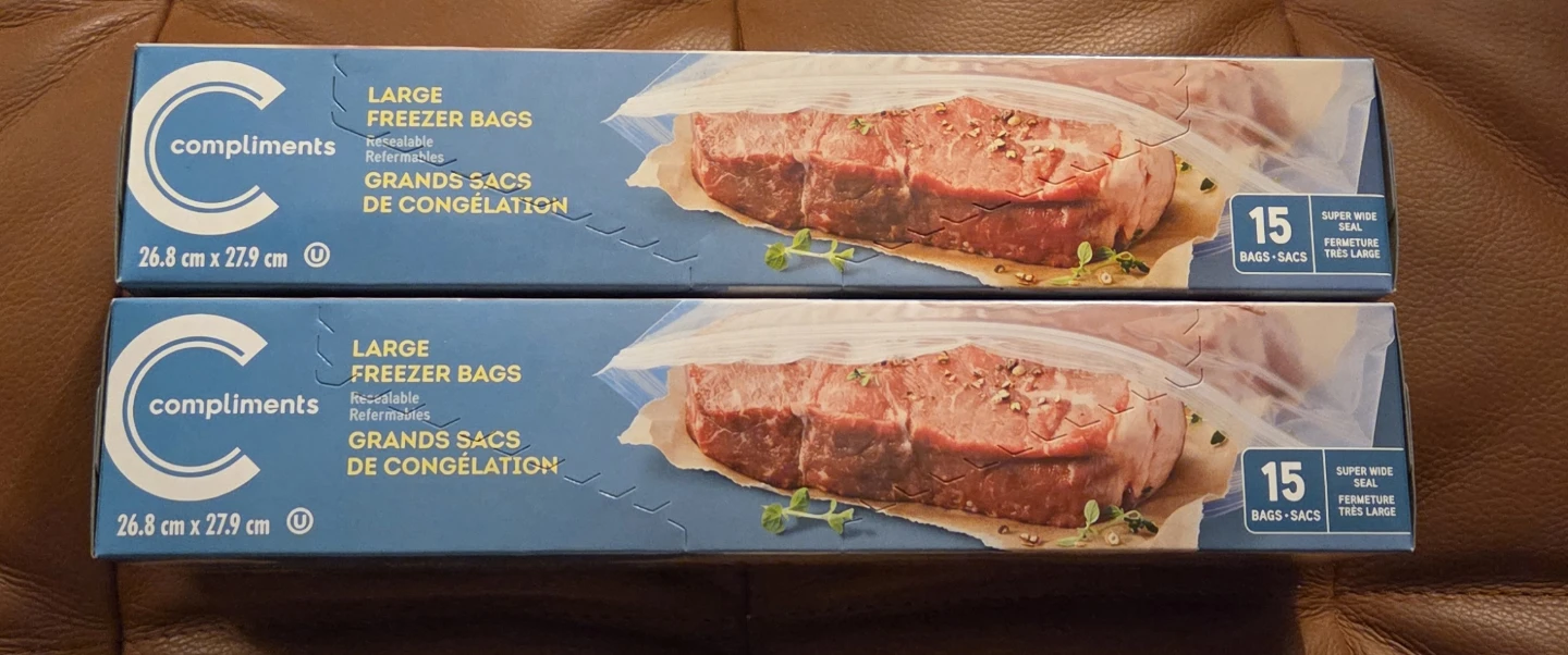 Compliments Large Freezer Bags (2 Boxes)