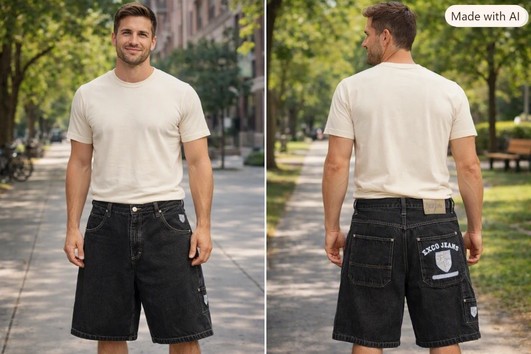 EXCO JEANS Men's Black Denim Shorts